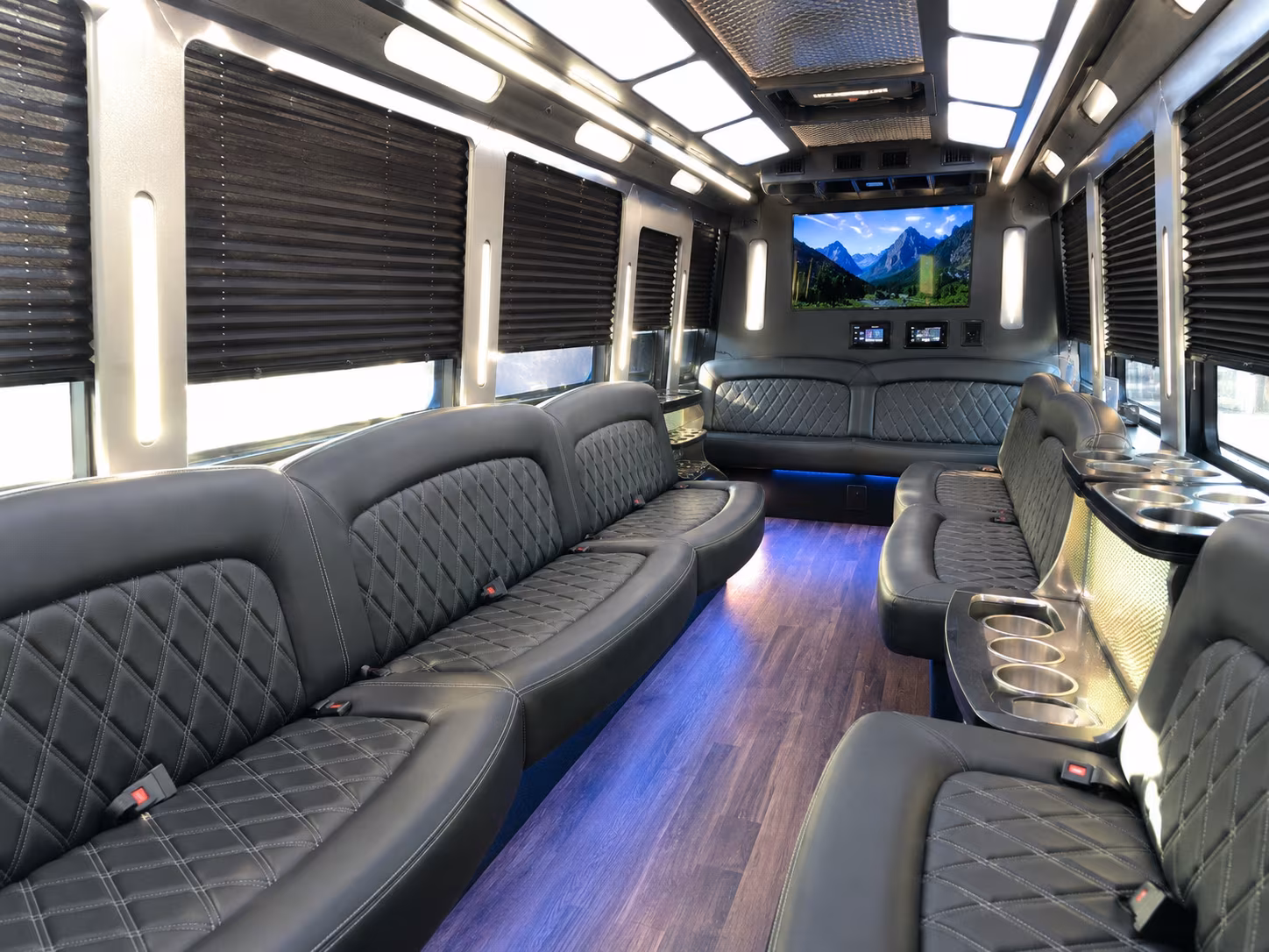Group beside a Mercedes Sprinter limo in McKinney