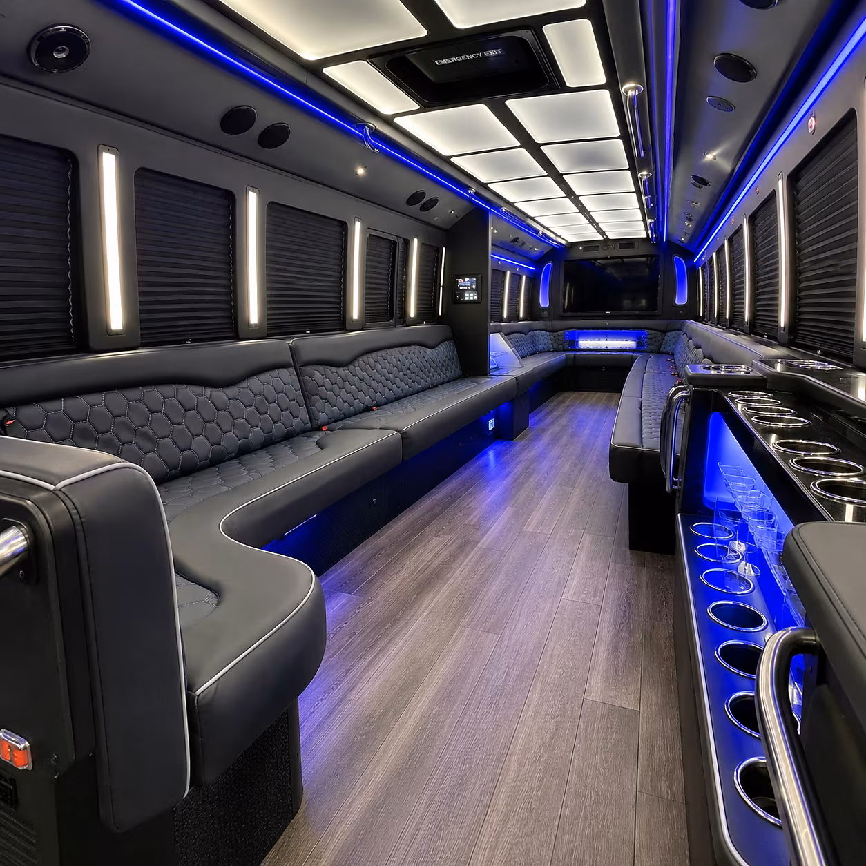 McKinney Private Event Transportation party bus interior