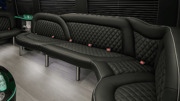 Interior of Charter Bus Company Carrollton's 15 Passenger Party Bus in Carrollton