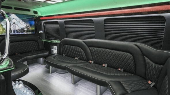 Interior of Charter Bus Company Little Elm's 18 Passenger Party Bus in Little Elm