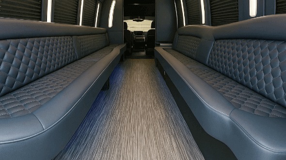 Interior of Charter Bus Company Carrollton's 20 Passenger Party Bus in Carrollton
