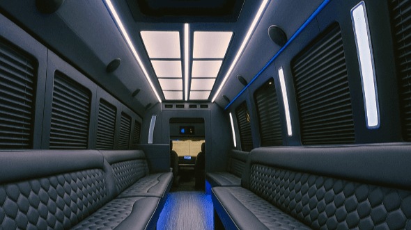 Interior of Charter Bus Company Lewisville's 20 Passenger Party Bus in Lewisville