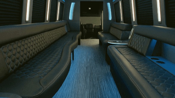Interior of Charter Bus Company Little Elm's 20 Passenger Party Bus in Little Elm