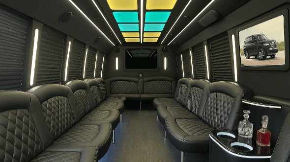 Interior of Charter Bus Company Little Elm's 25 Passenger Party Bus in Little Elm