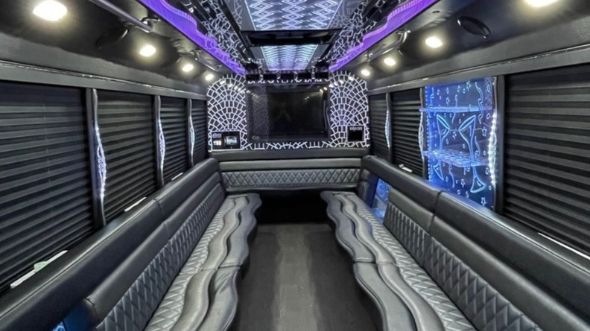 Interior of Charter Bus Company Frisco's 28 Passenger Party Bus in Frisco