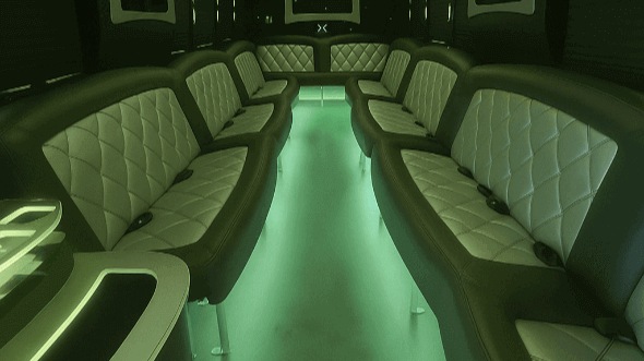 Interior of Charter Bus Company Garland's 28 Passenger Party Bus in Garland