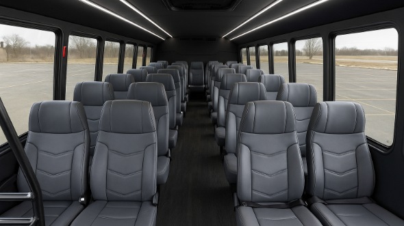 Interior of Charter Bus Company McKinney's 30 Passenger Minibus in McKinney