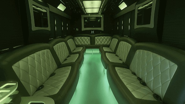 Interior of Charter Bus Company Allen's 30 Passenger Party Bus in Allen
