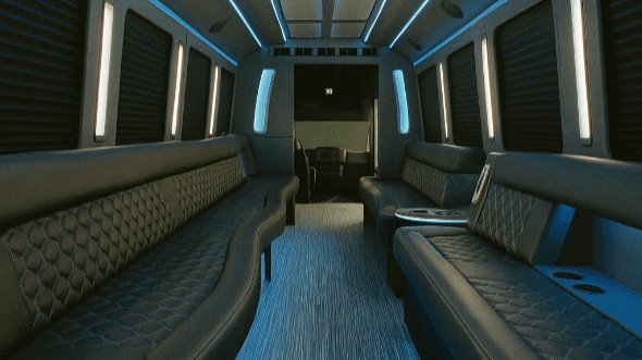 Interior of Charter Bus Company Carrollton's 30 Passenger Party Bus in Carrollton