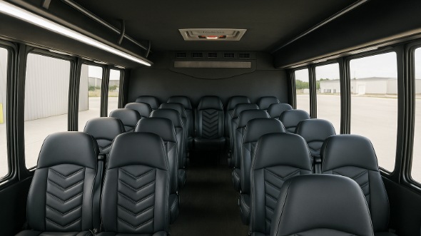 Interior of Charter Bus Company McKinney's 35 Passenger Mini Bus in McKinney