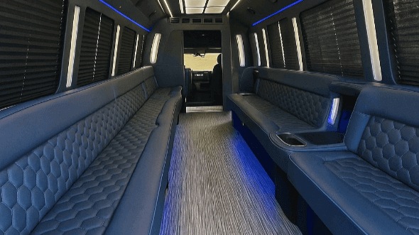 Interior of Charter Bus Company Lewisville's 40 Passenger Party Bus in Lewisville