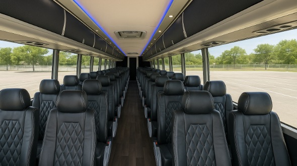 Interior of Charter Bus Company McKinney's 44 Passenger Charter Bus in McKinney