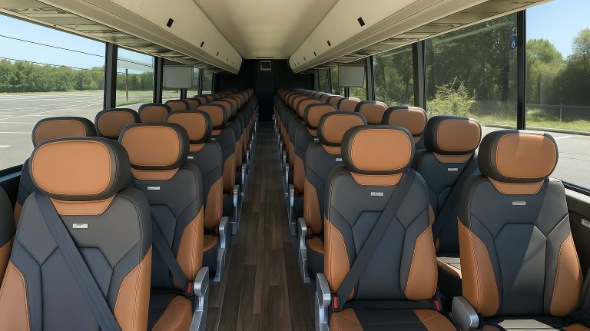 Interior of Charter Bus Company McKinney's 47 Passenger Charter Bus in McKinney