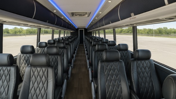 Interior of Charter Bus Company McKinney's 54 Passenger Charter Bus in McKinney