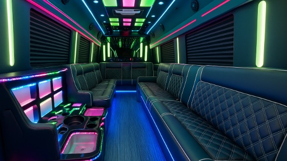 mckinney 50 passenger party bus interior
